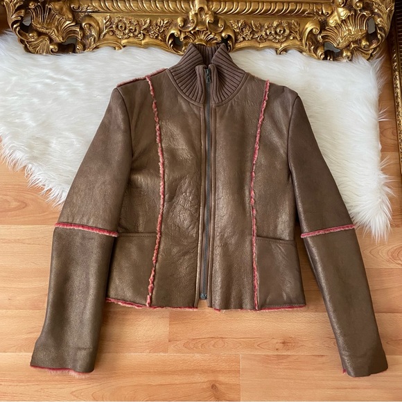 GAS Leather Faux Fur Trim Jacket - Picture 2 of 12